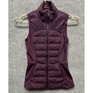 Lululemon Down For It All Puffer Vest Women's Size 0 Maroon Full Zip Athleisure